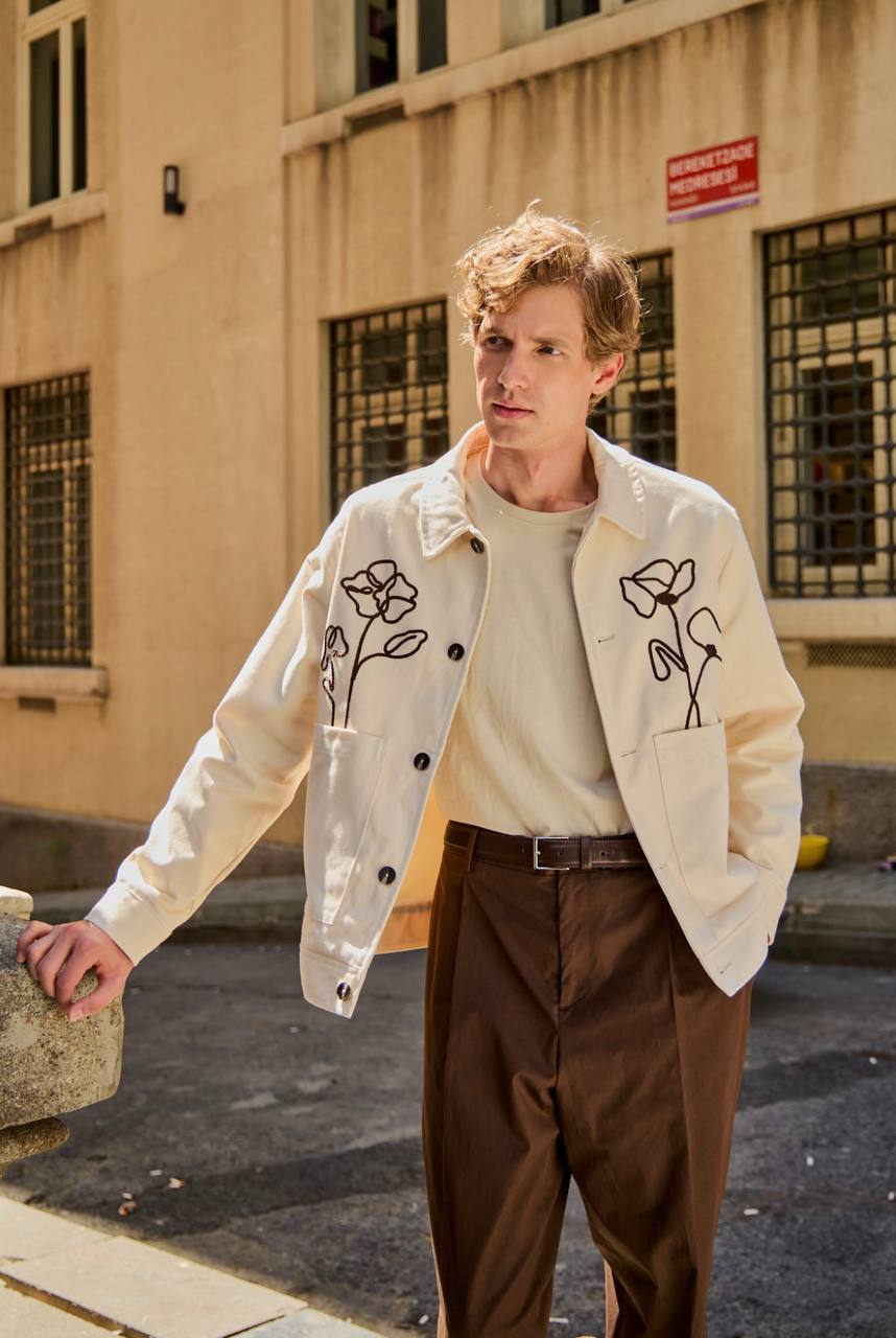 Men's Floral Embroidered Woven Jacket - 6 PCS Pack