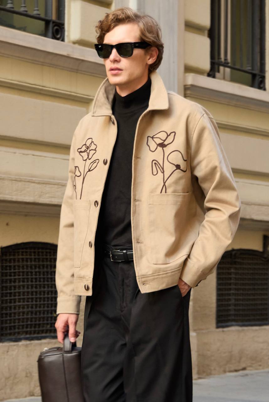 Men's Floral Embroidered Woven Jacket - 6 PCS Pack