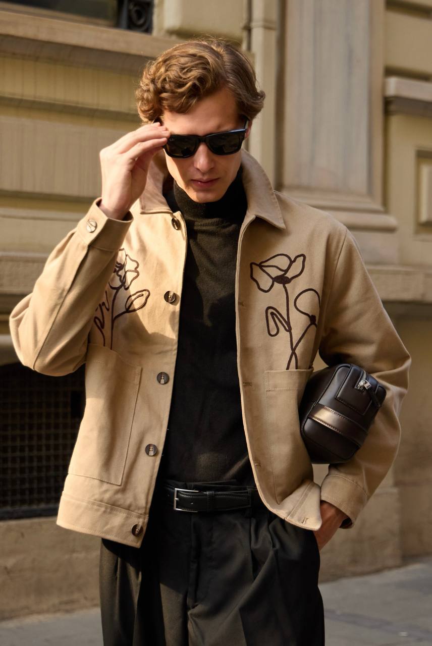 Men's Floral Embroidered Woven Jacket - 6 PCS Pack