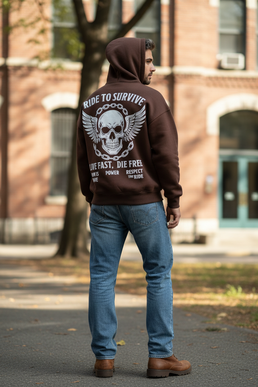 Men’s Fashion Cotton Hoodie – Graphic Back Print – Wholesale Pack (4 PCS)