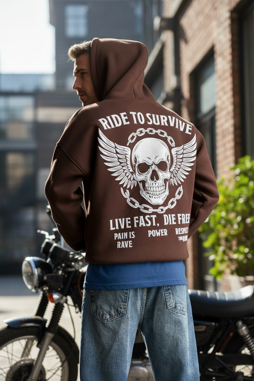 Men’s Fashion Cotton Hoodie – Graphic Back Print – Wholesale Pack (4 PCS)