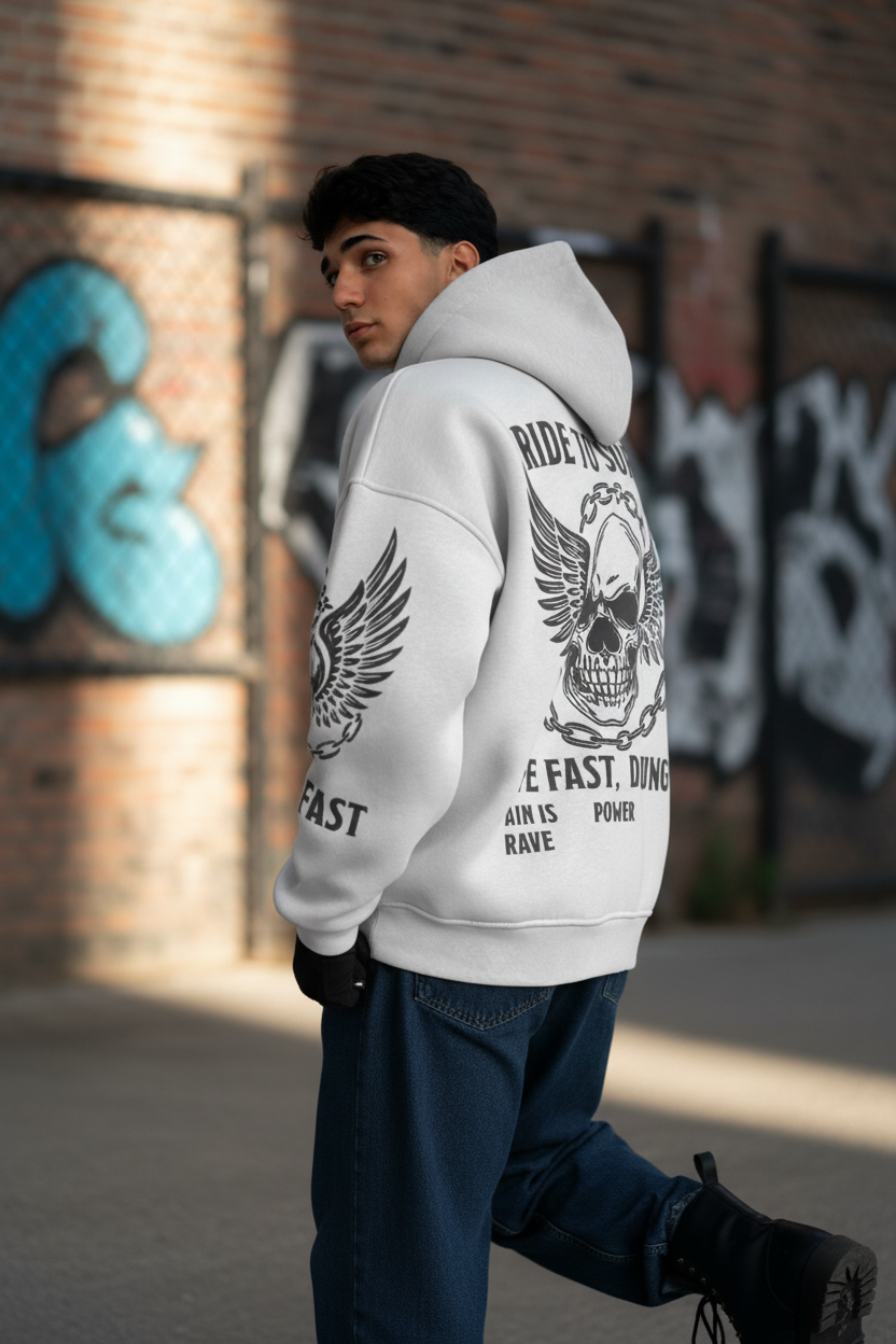 Men’s Fashion Cotton Hoodie – Graphic Back Print – Wholesale Pack (4 PCS)