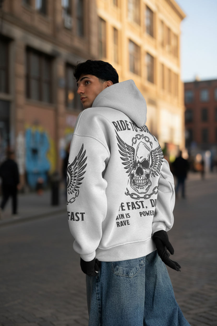 Men’s Fashion Cotton Hoodie – Graphic Back Print – Wholesale Pack (4 PCS)