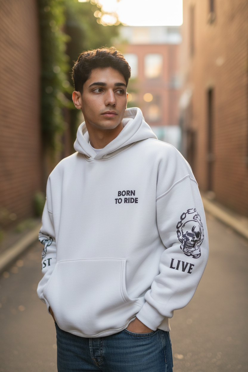 Men’s Fashion Cotton Hoodie – Graphic Back Print – Wholesale Pack (4 PCS)