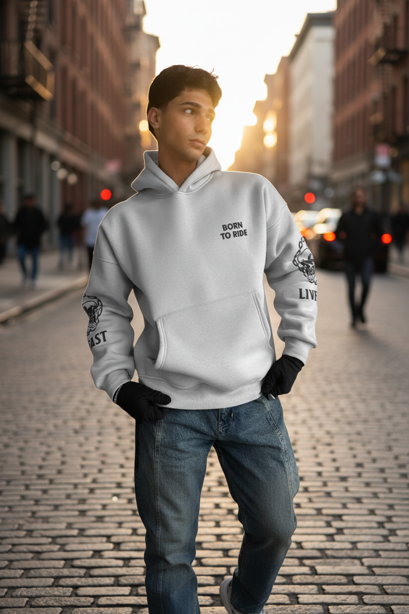 Men’s Fashion Cotton Hoodie – Graphic Back Print – Wholesale Pack (4 PCS)