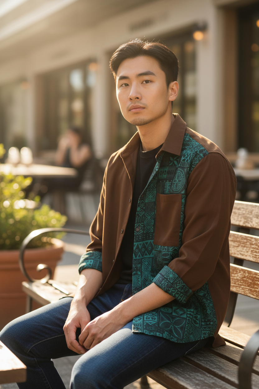 Men’s Cotton T-Shirt – Patchwork Design – Wholesale Pack (1 Pack / 6 PCS)