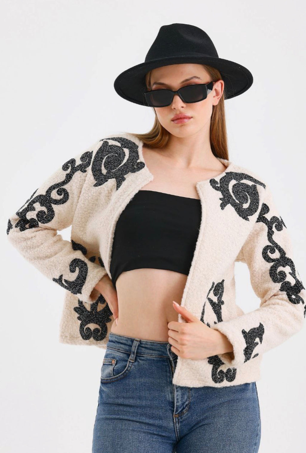 Women’s Embroidered Melton Jacket – Not Printed –