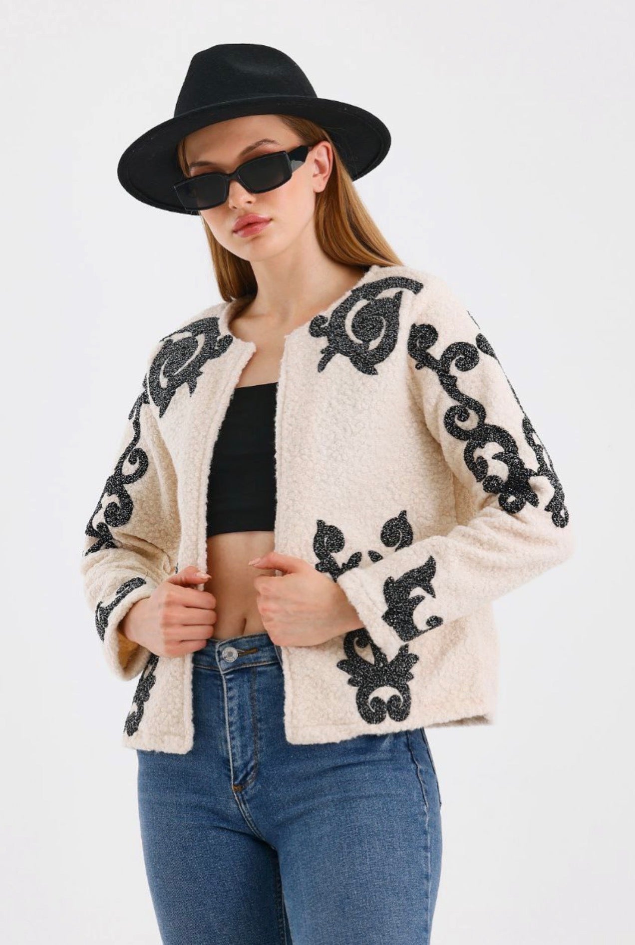 Women’s Embroidered Melton Jacket – Not Printed –