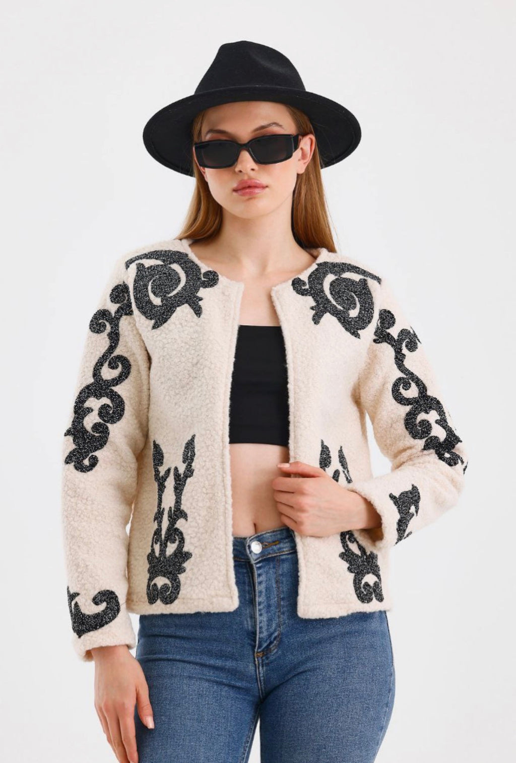 Women’s Embroidered Melton Jacket – Not Printed –