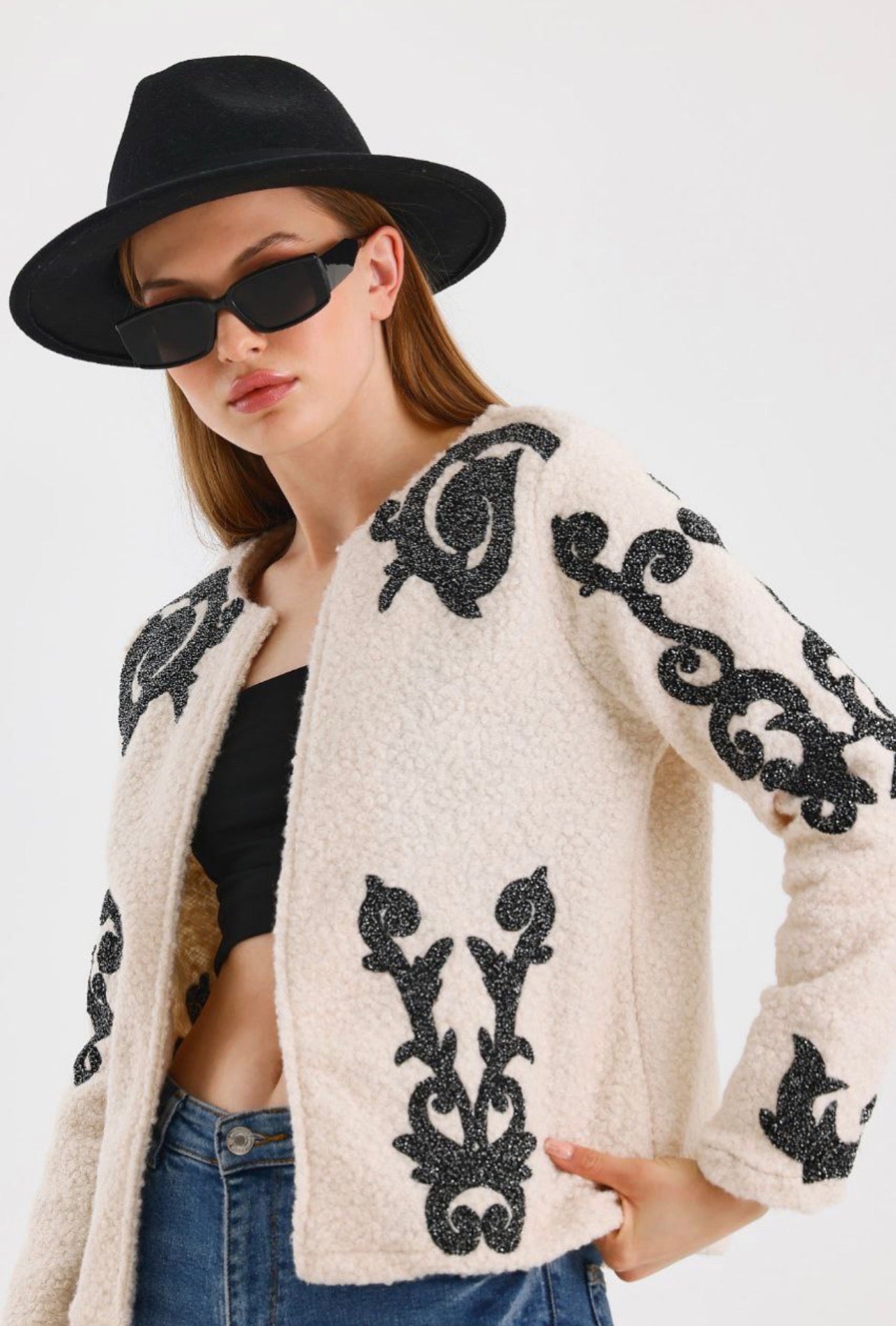 Women’s Embroidered Melton Jacket – Not Printed –