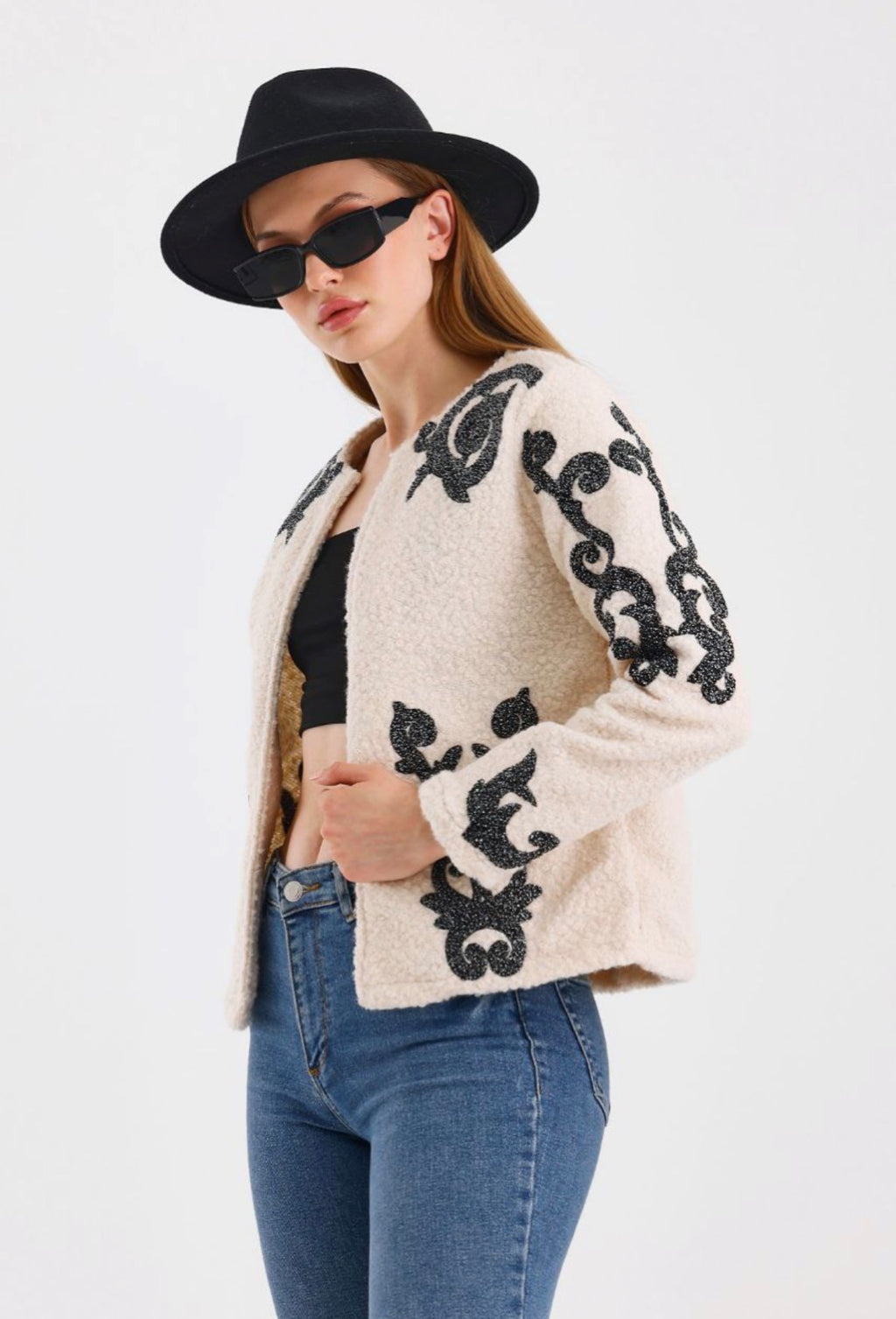 Women’s Embroidered Melton Jacket – Not Printed –