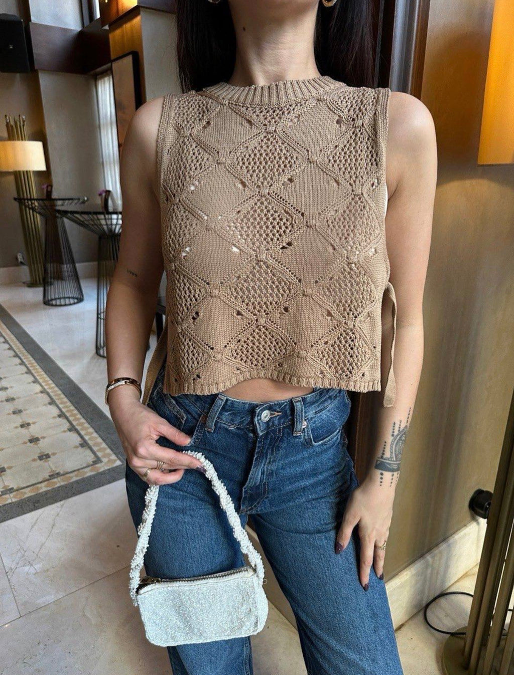 New Season Side Tie Knit Crop Top Pack of 4 PCS) 1S 1 M 1 L 1XL