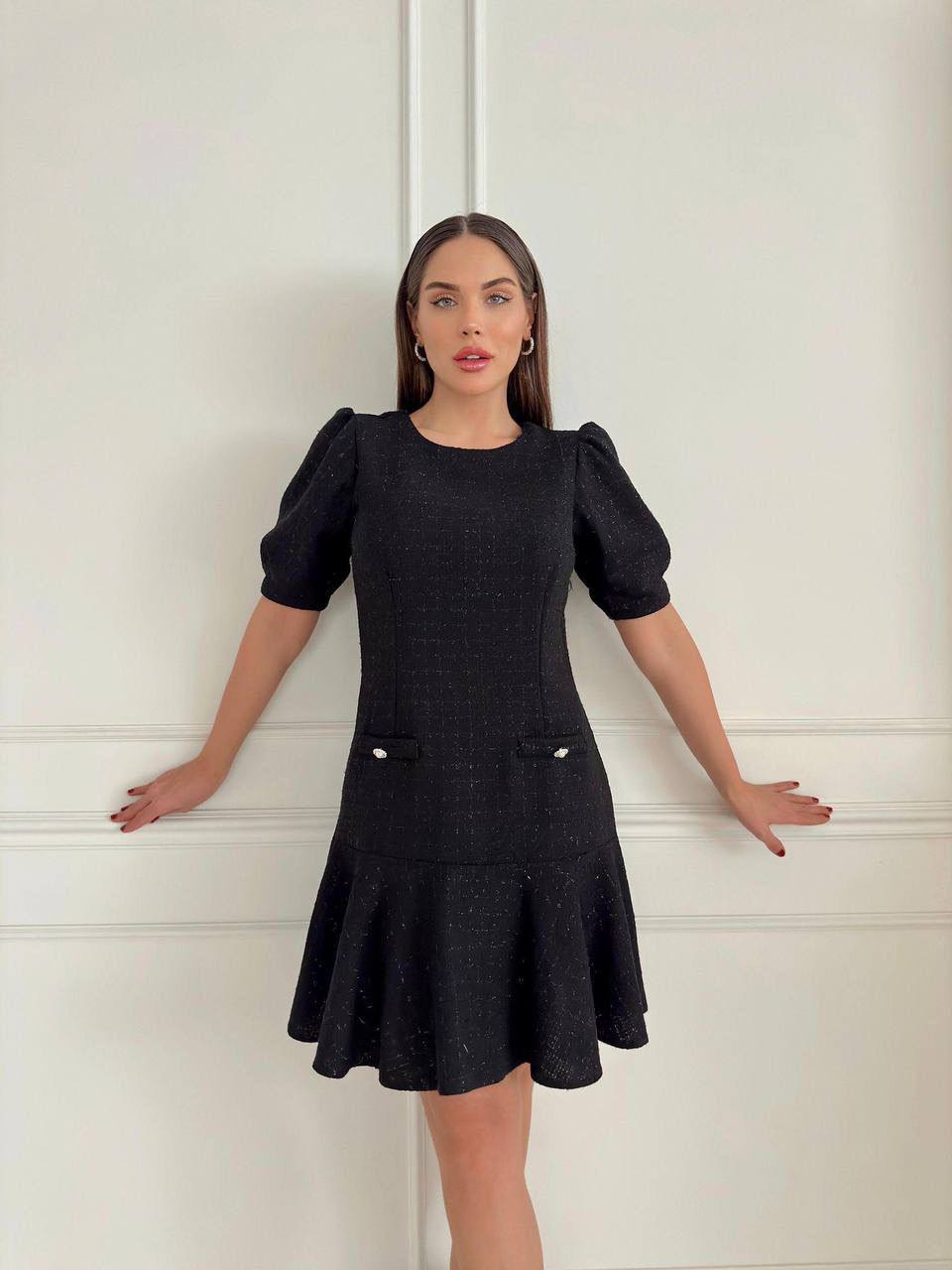 New Season Puff Sleeve Chanel Style Mini Dress--Pack of 4 PCS 1S 1M 1L 1XL