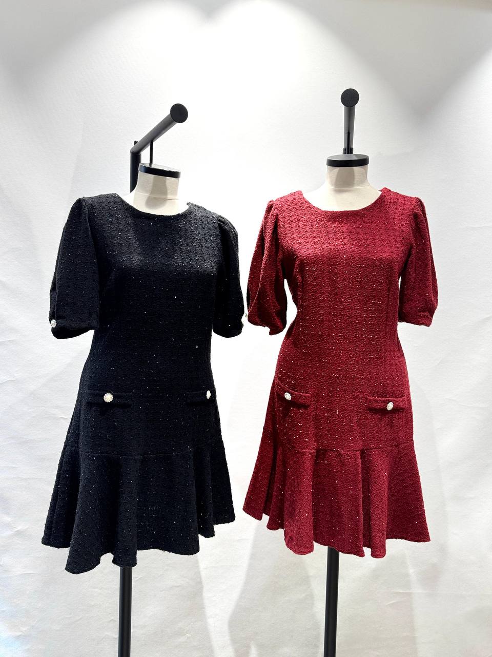 New Season Puff Sleeve Chanel Style Mini Dress--Pack of 4 PCS 1S 1M 1L 1XL