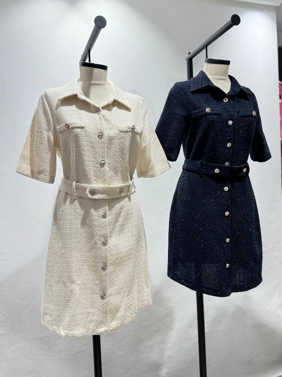 New Season Puff Sleeve Chanel Style Mini Dress --Pack of 4 PCS. 1S 1M 1 L 1XL