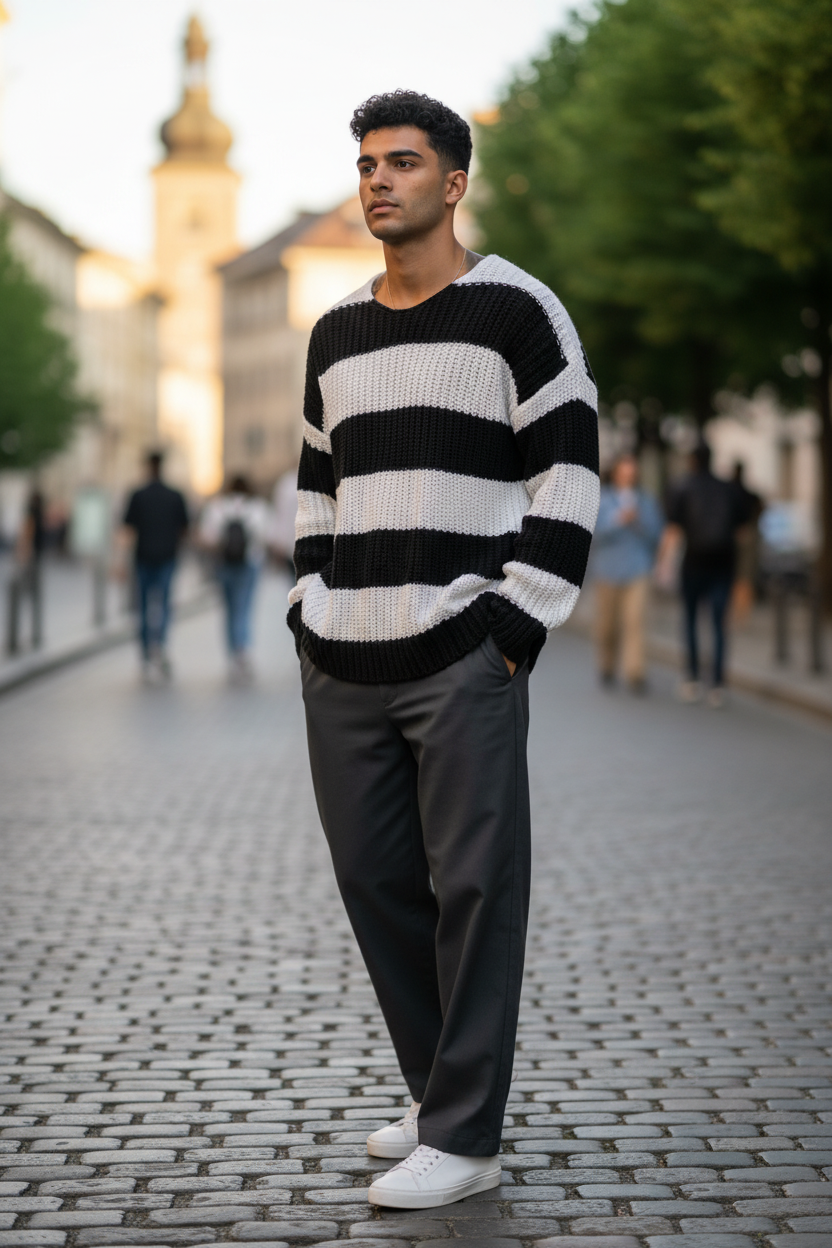 Men’s Striped Knit Sweater – Fall/Winter 2026