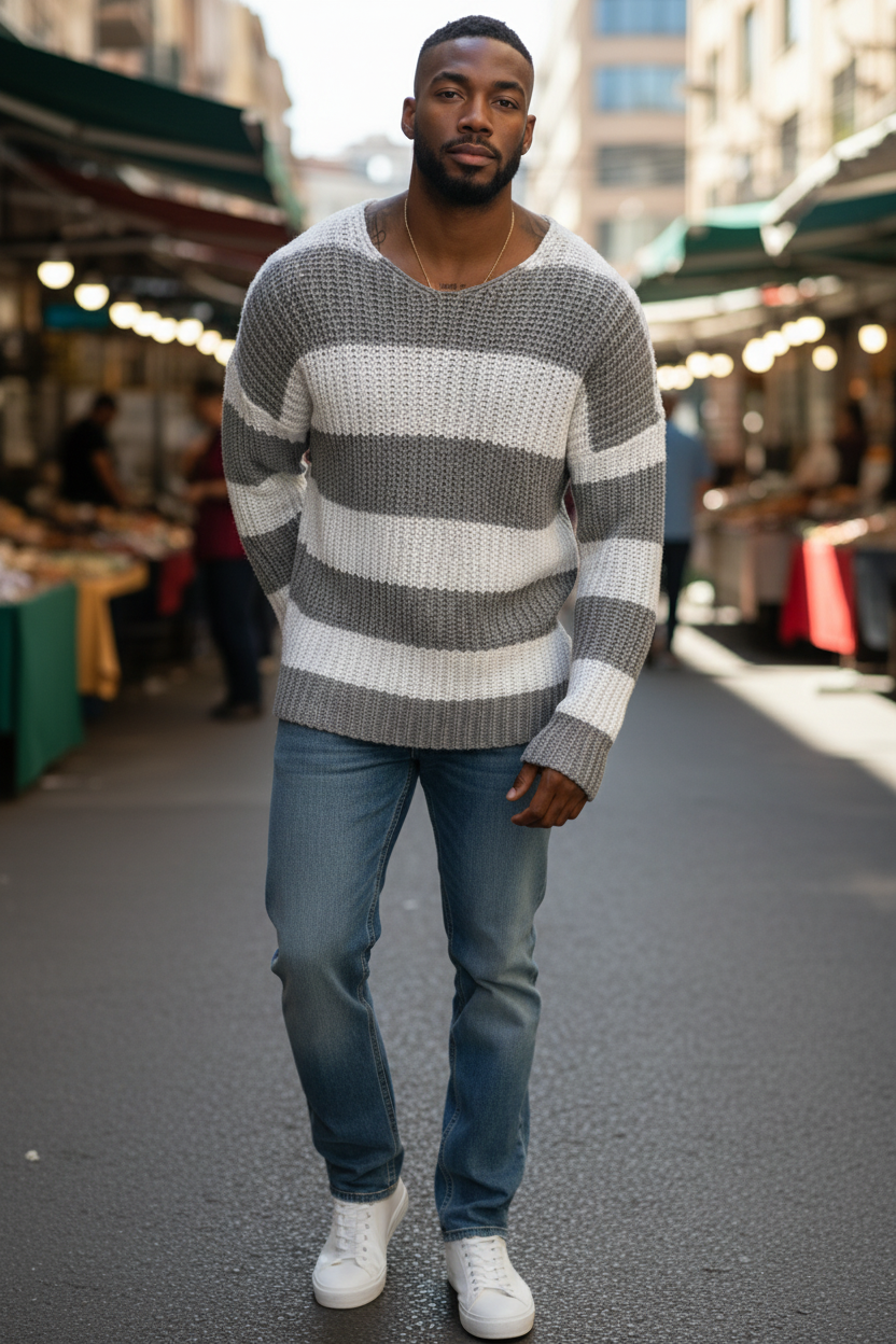 Men’s Striped Knit Sweater – Fall/Winter 2026
